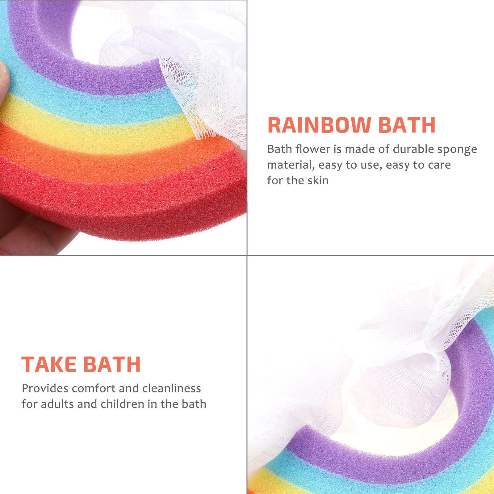 

2Pcs Creative Rainbow Bath Sponge Skin Exfoliating Shower Balls Hanging Design Body Scrubber Remove Dead Skin