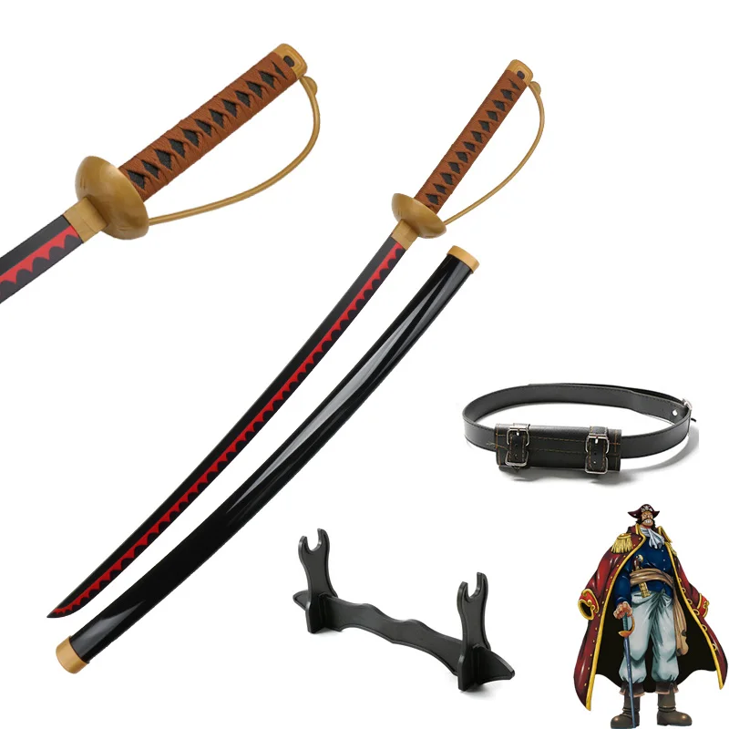 Roronoa Zoro Katana 104 cm/41 inch rollenspel rekwisieten met zwarte riem en houder Shanks Roger bamboe mes speelgoedzwaarden