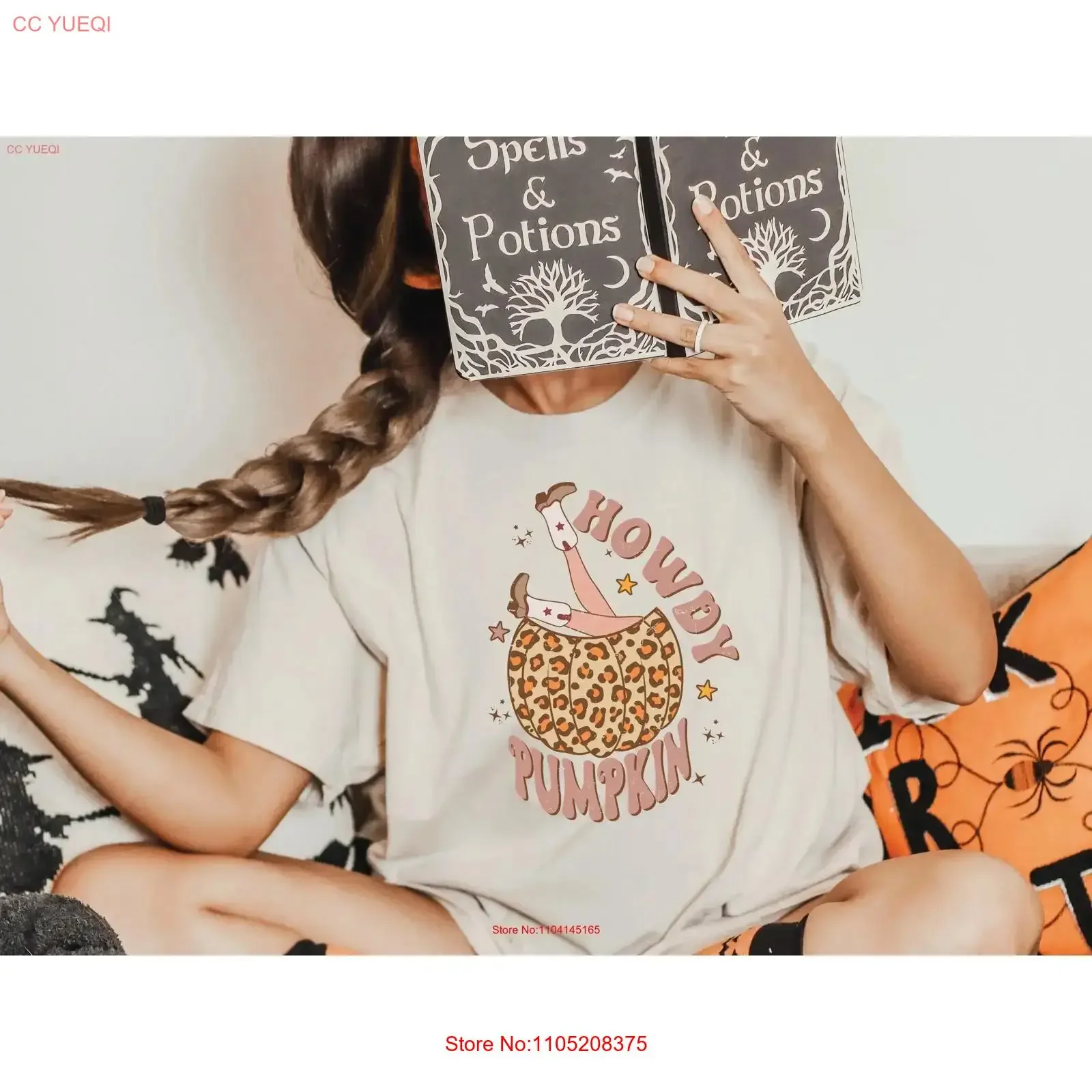 Howdy اليقطين تي شيرت حفلة الهالوين شبح SweaT الخريف مخيف راعية البقر التمهيد خمر غسلها الرسم عادية أنيقة متعددة الاستخدامات #1