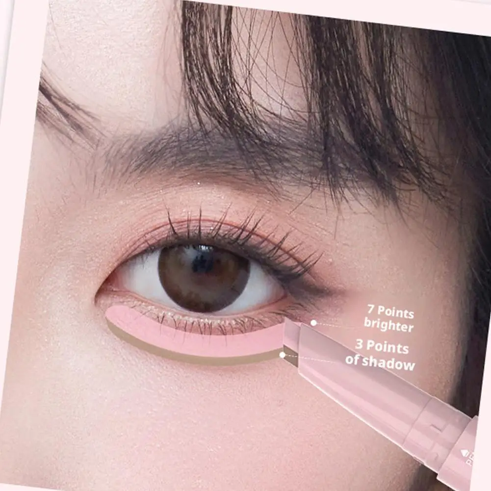 Dezone Two-in-one 2 Headed Silkworm Pen Brightens High-gloss Shadow Three-dimensional Comic Beauty Brown Peach Pink Silkworm Pen