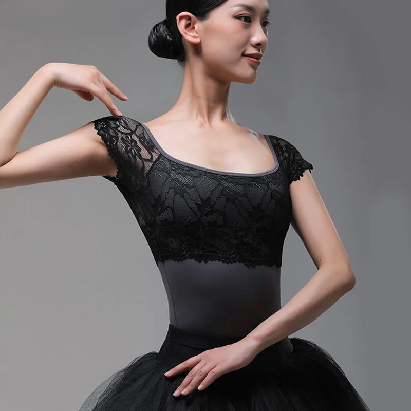 New Backless Lace Ballet Leotard For Girls Dancewear Ballerina Dress Women Exercise Clothes Lace Square Neck Gymnastic Suit