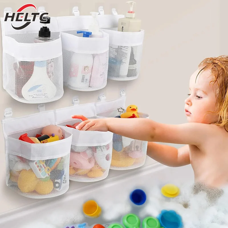 욕실 어린이 장난감 보관 가방 다중 구획 대용량 벽 교수형 가방 목욕 장난감 주최자