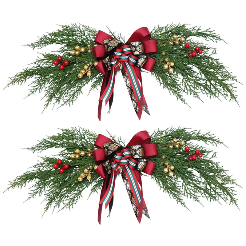 

2X Greenery Swag Artificial Pteris Multifida Poir Wreath For Door Wedding Party Mirror Tabletop Chair Christmas Decor