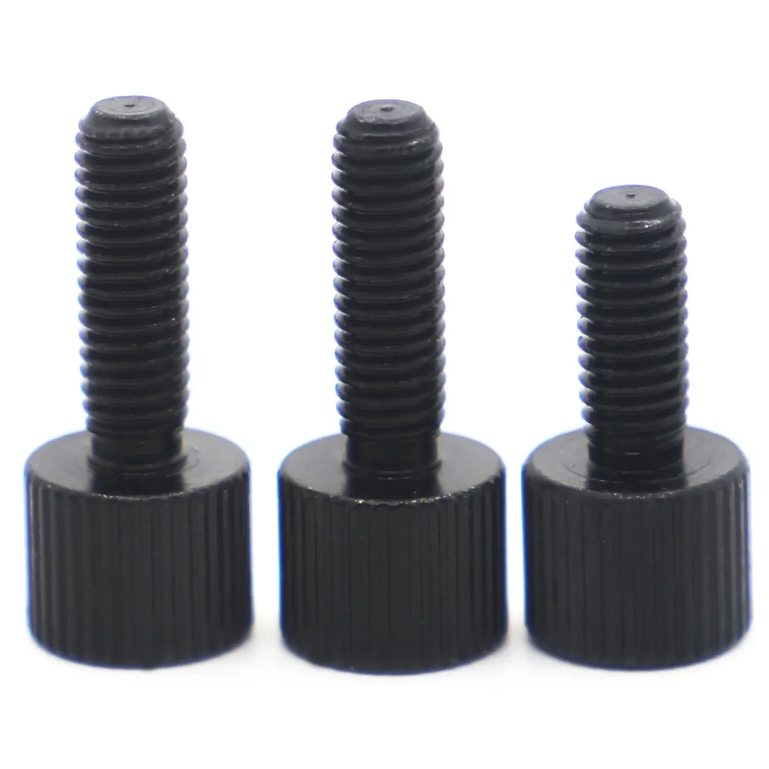 2-5pcs Black Carbon Steel Thumb Screws M2 M2.5 M3 M4 M5 M6 Flat Round Head Knurled Head Manual Adjustment Screws Thumb Bolts
