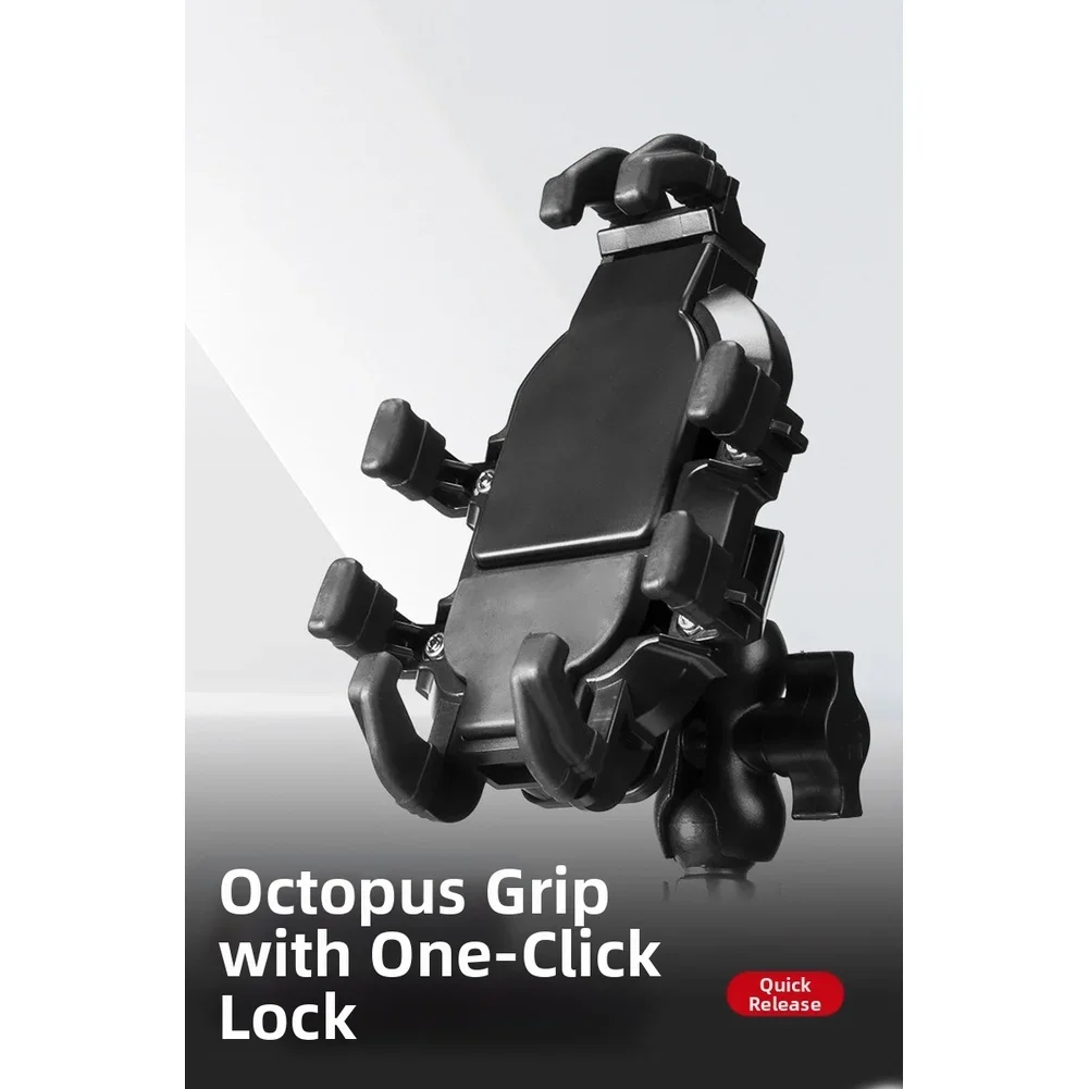 

360-Degree Rotation Motorcycle Phone Mount Shockproof Vibration Dampener Handlebar Mirror Mount Shockproof, Anti-Slip
