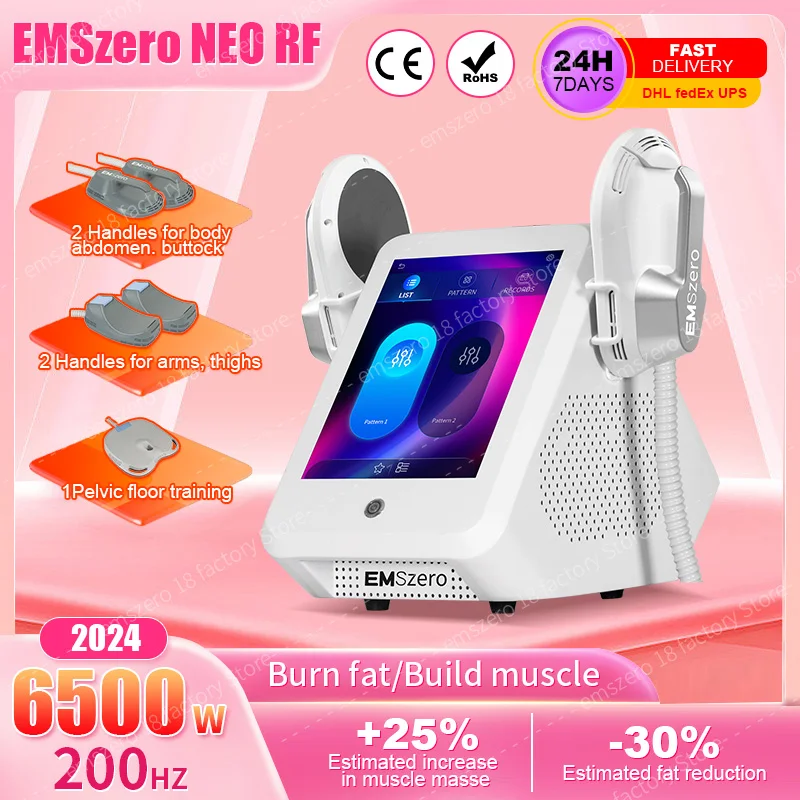 

EMSzero Professional, 5 ручек, 2024 °, стимулятор мышц, устройство для скульптурирования тела, 6500 Вт, 200 Гц, с тазовым полом