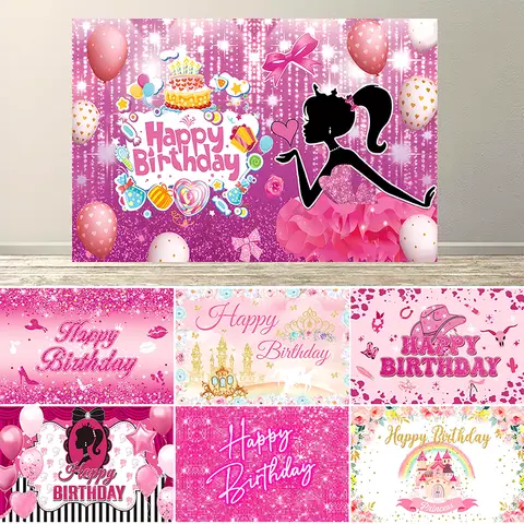 Barbie Princess Party Backdrop Decorations Girl Lady Birthday Party Banner Baby Shower Cake Table Decor Photography Background