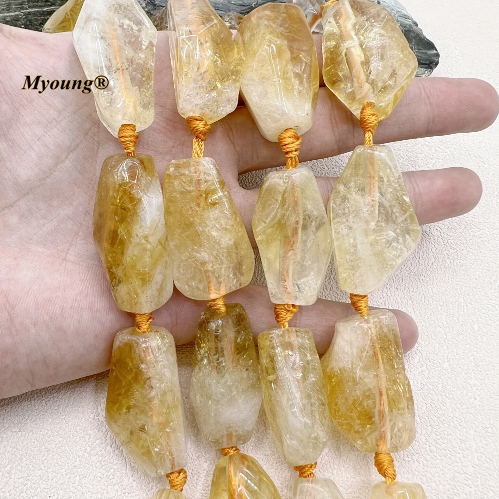 Irregular Large Natural Citrines Quartz Crystal Nugget Pendant Beads For DIY Jewelry Making MY230688