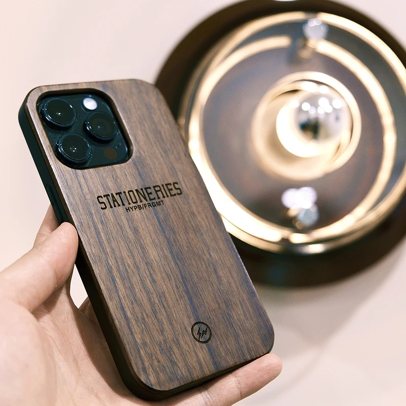 Fragment Walnut Wooden Phone Case for IPhone 16 15 14 13 12 Pro Max Solid Wood Protective Case All Inclusive High-end Anti Fall