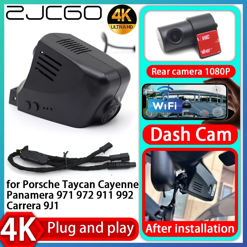 ZJCGO UHD 4K 2160P Plug and Play DVR Dash Cam UHD Video Recorder for Porsche Taycan Cayenne Panamera 971 972 911 992 Carrera 9J1