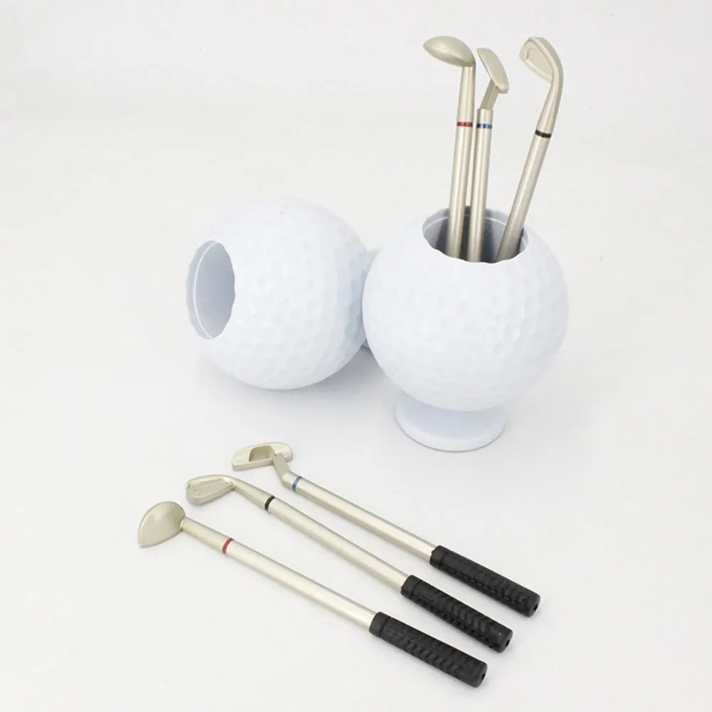 1pc Golf Ball Model Pen Holder, 3 Pcs Golf Ballpoint Pens, Golf Desktop Gift Mini Golf Ball Pen Holder,Souvenir, For Golfer
