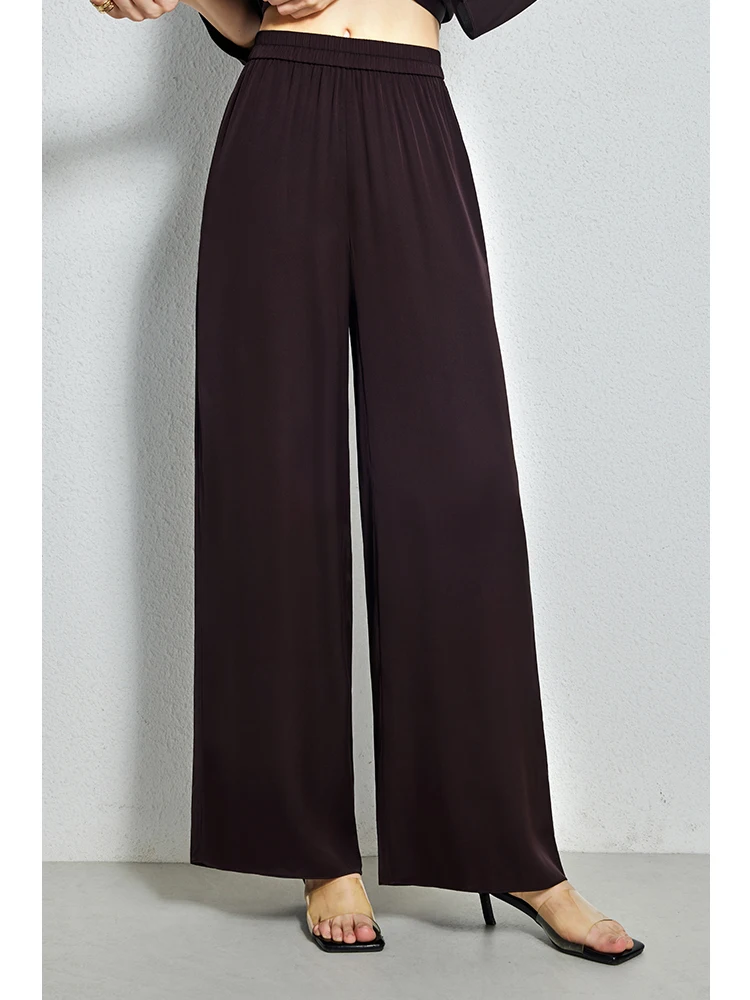 UNQ High Waist Silk Air Pants Smooth Slimming Commute Heavyweight Double-Sided Satin Elastic Casual Straight Leg Trousers