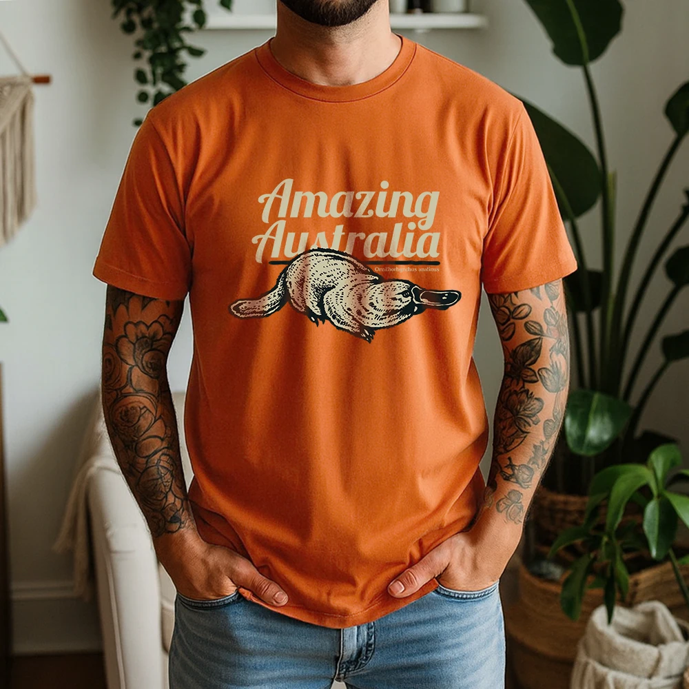 2026 New Summer Unisex Casual Short Sleeve Cotton Tee Amazing Australia Platypus Print Nature Daily Wear Streetwear