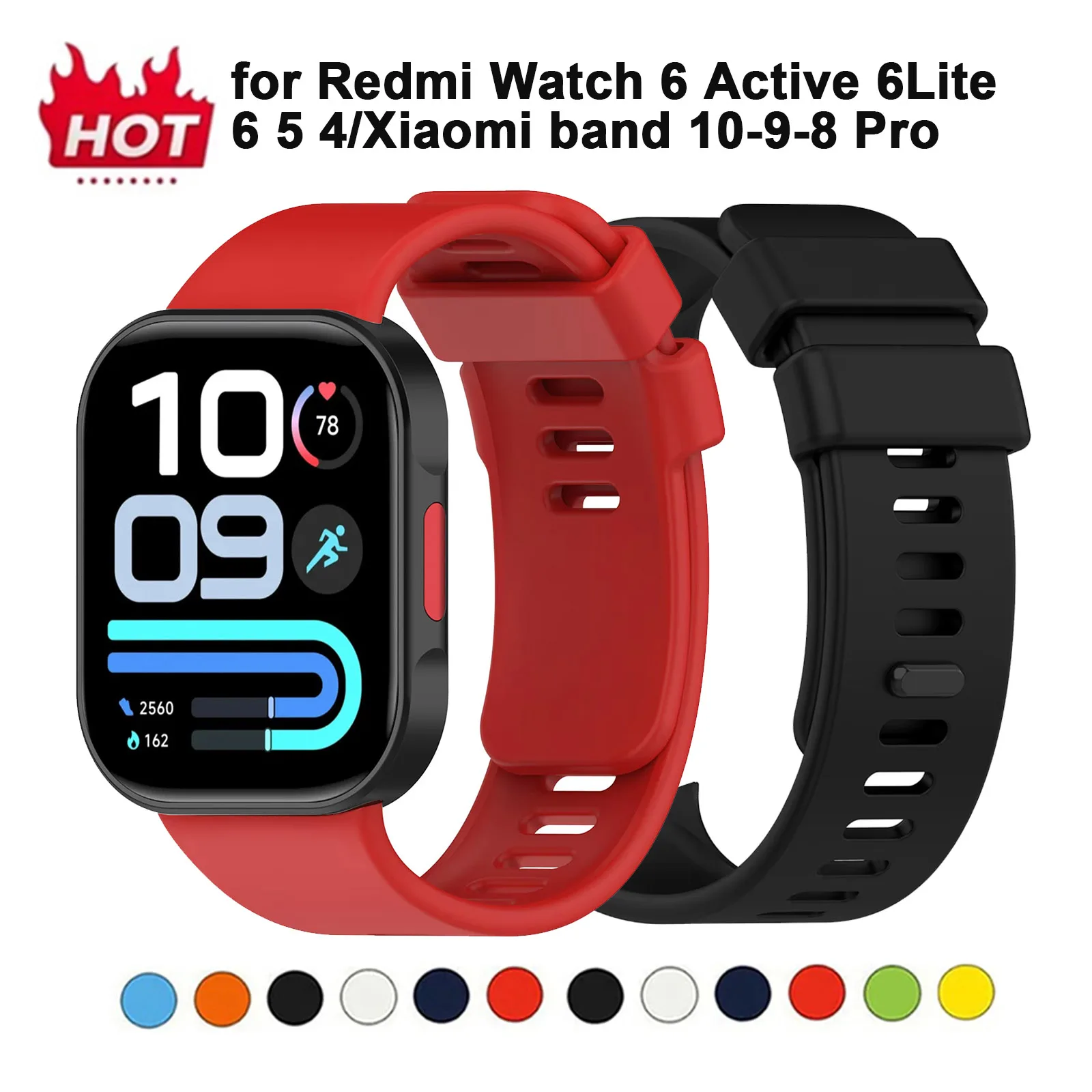 Soft Silicone Strap For Redmi Watch 6 Active 6Lite 5 4 Sport Strap Bracelet For Xiaomi Mi Band 8-9-10 Pro Wristband Accessories