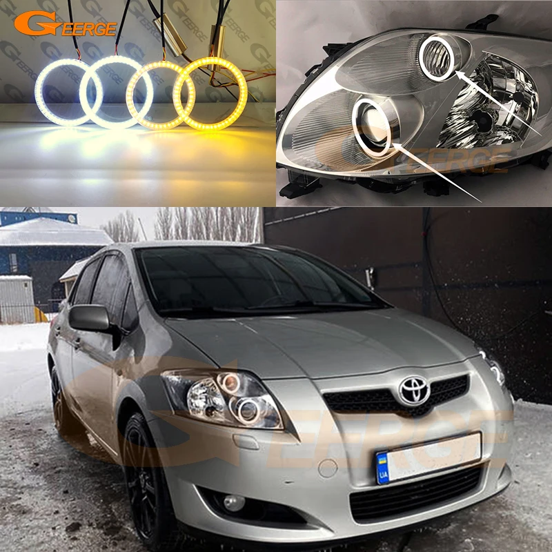 For Toyota Auris Corolla E15 2006 2007 2008 2009 Ultra Bright AW Switchback Day Light Turn Signal LED Angel Eyes Kit Halo Rings