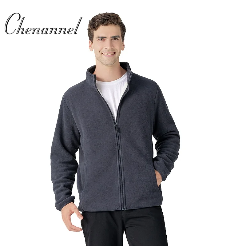 سترة شتوية من الصوف للمشي لمسافات طويلة سترة واقية للرجال ملابس رياضية بطانة من الصوف معطف رجالي دافئ سميك معطف مقاس كبير #6