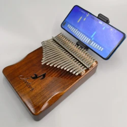 Jooleer 21 Keys Solid Kalimba with App Phone Holder Carrying Case Portable Thumb Piano Mbira Gifts for Kids Adults Professional