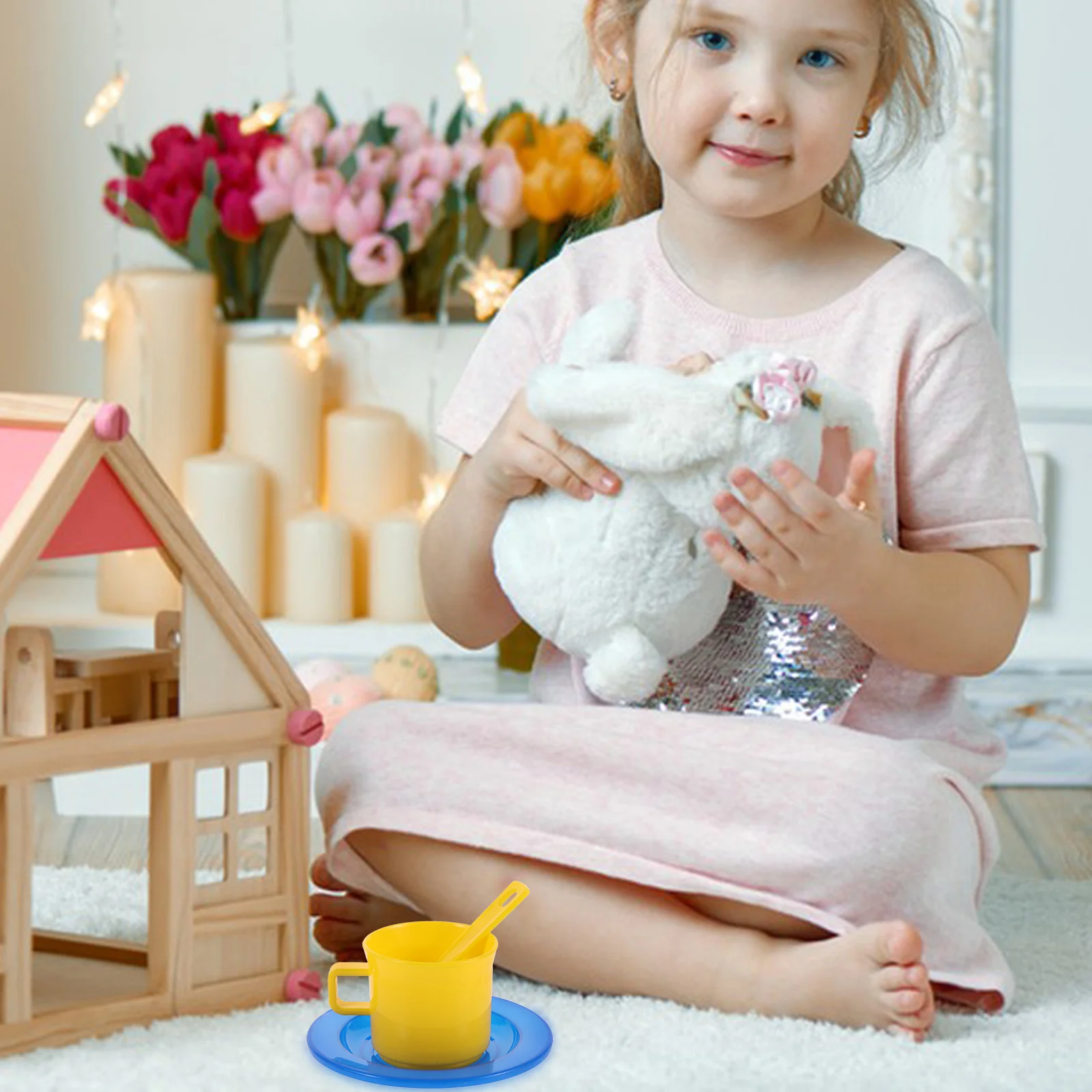 

Children's Tea Set Miniature Teaware Service Plastic Teapot Toy Pretend Toddler