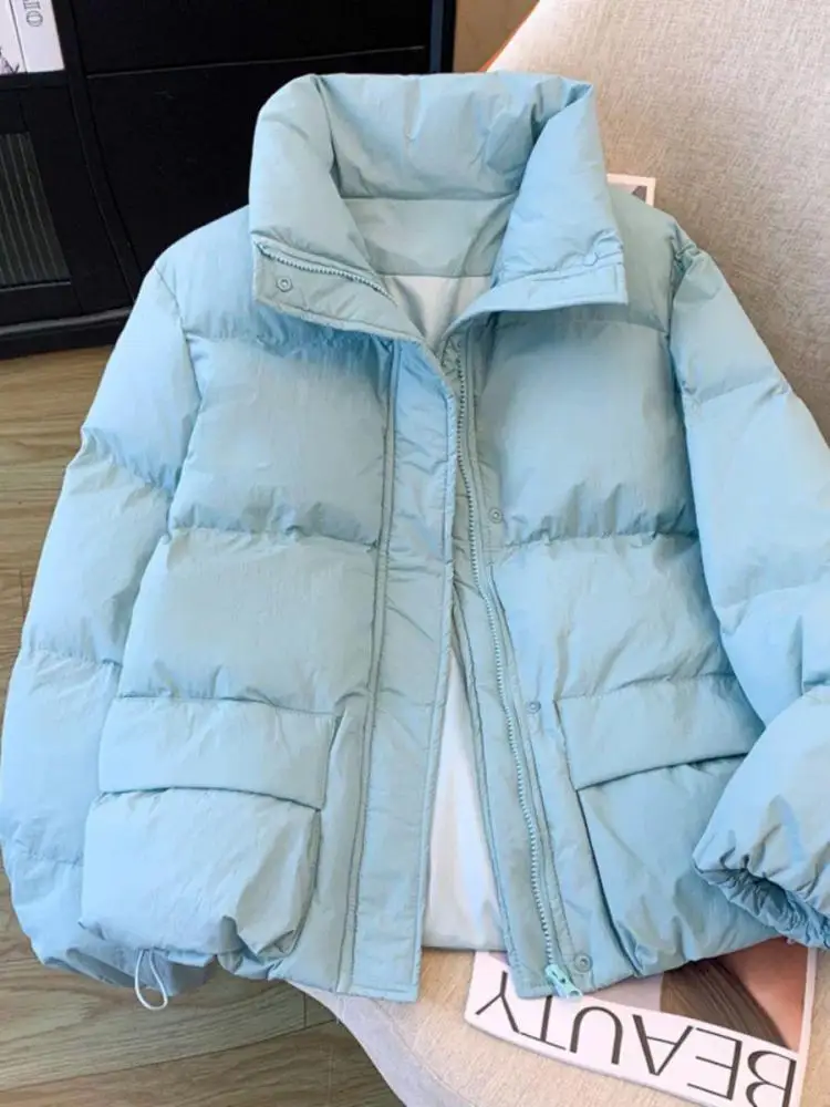 

Новинка 2024, женские короткие хлопковые пальто с капюшоном, модная зимняя парка, утепленная свободная теплая куртка с длинными рукавами, женская стеганая одежда