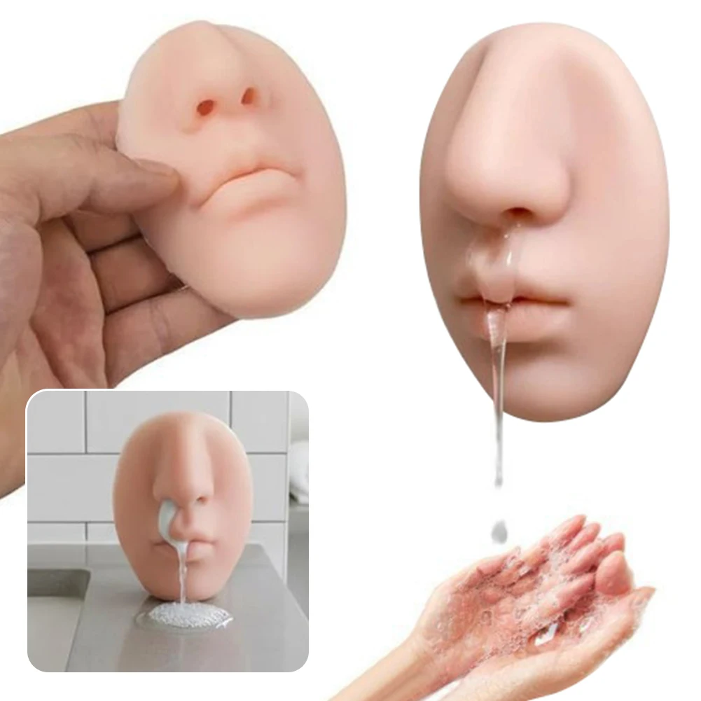 

3D-пародия для лица, дезинфицирующее средство для рук, установленный мягкий силикон, искусственная кожа, можно использовать, дозатор для шампуня, лосьона для носа, соплей, украшение