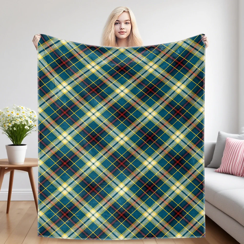 Dark Tartan Flannel Luxury Blanket, Lightweight And Comfortable Woolen Blanket, Ultra-Fine Fiber