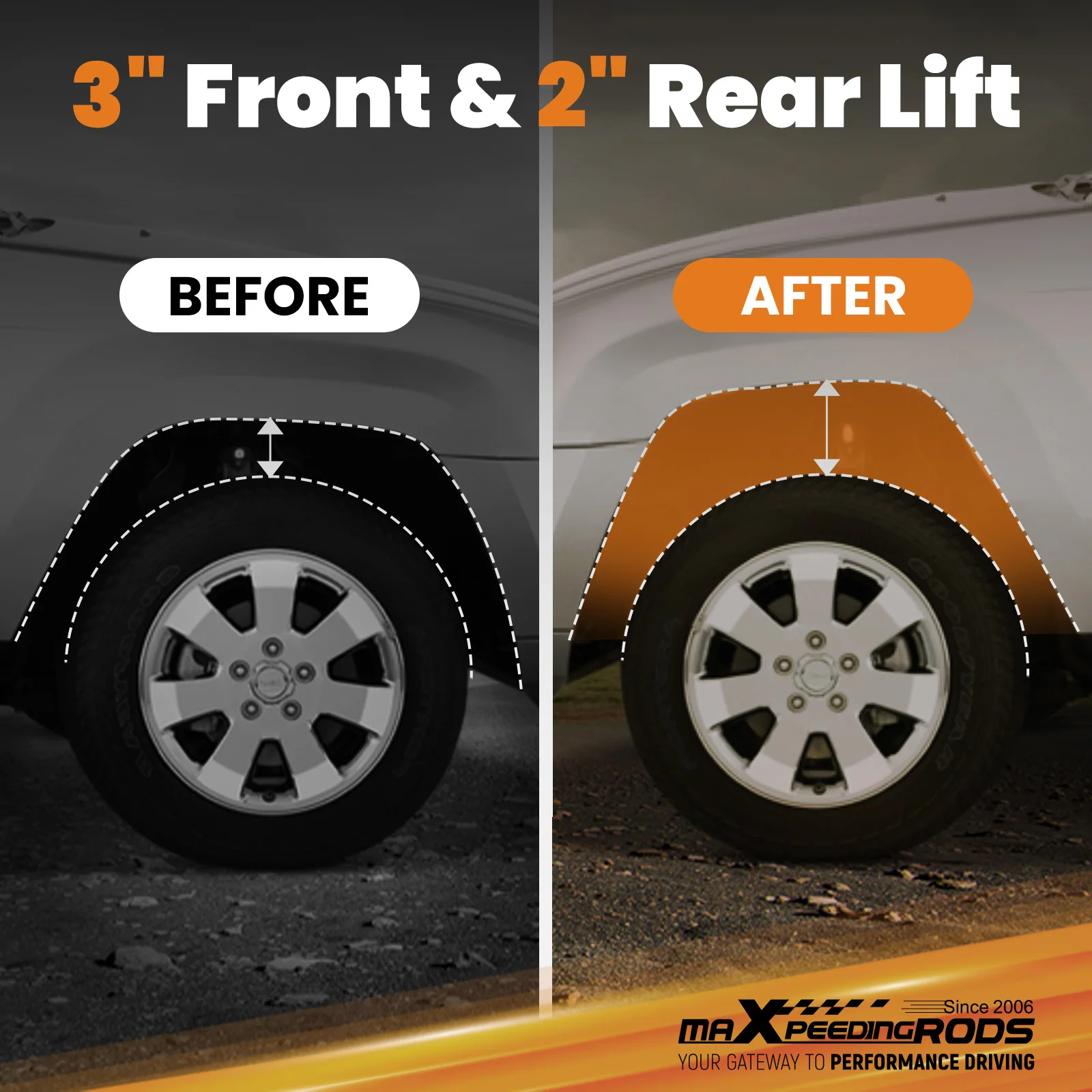 Complete Lift Spacer Kit 3"F 2"R for Toyota Tundra 2007-2021 2WD 4WD Aluminum