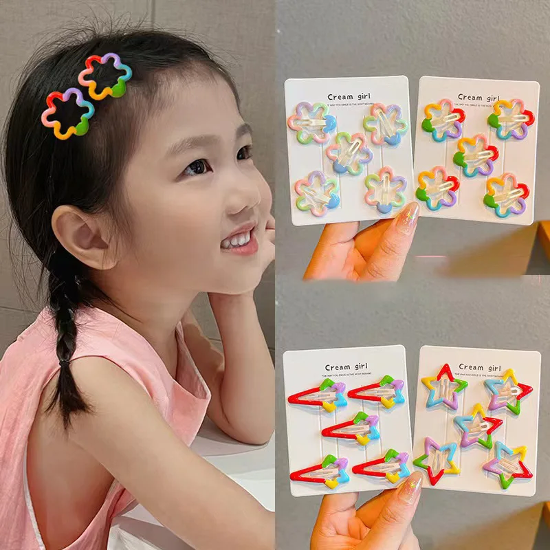 

5PCS New Candy Colored Flower BB Clip Lovely Girls Hairpins Children Headwear Hairgrip Hair Clips Hair Accessories