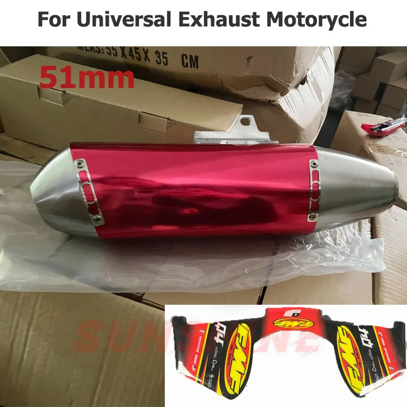 Motorcycle Exhaust Universal Escape Moto 51mm Motocross Muffler FMF Pitbike ATV Scooter For CRF150F CRF250F EXC WR450 RC390