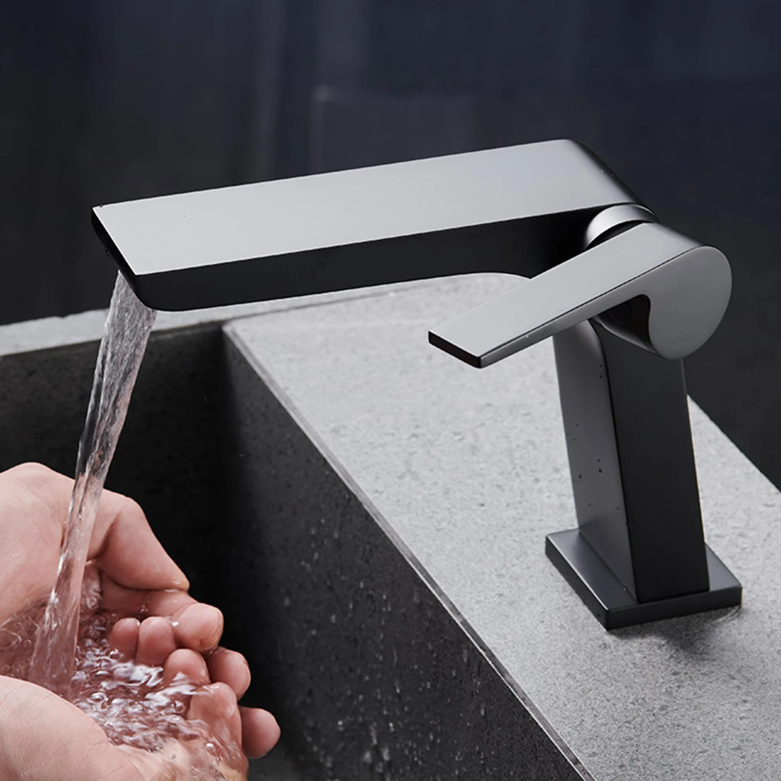 Bathroom Faucet Basin Single Hole Single Handle Unique Modern Sink Deck Mounted Hotel Bath Lavatory Vanity Commercial Black