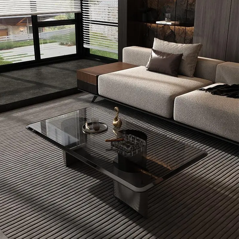 

Glass Black Industrial Coffee Table Modern Quality Minimalist Waterpoor Coffee Table Transparent Standing Meubles Furniture