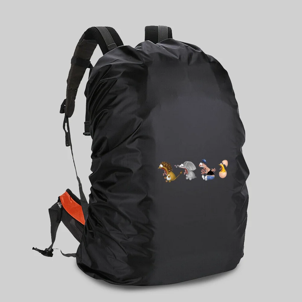 Capa de chuva portátil para acampamento, caminhadas, escalada ao ar livre, à prova de poeira, 20-70l, mochila, padrão de impressão de desenho animado