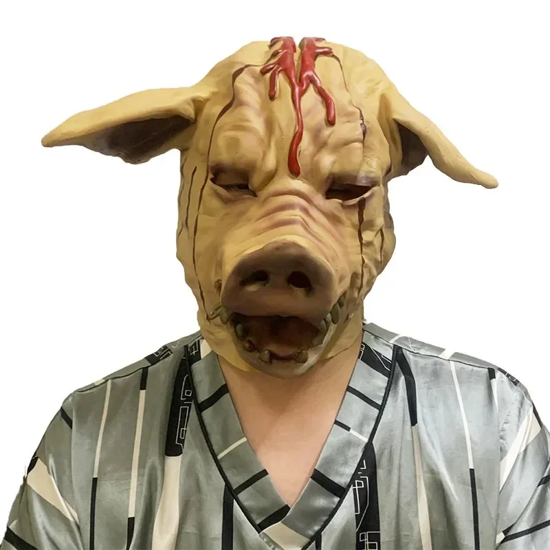 Halloween Scary Saw Pig Head Mask Cosplay Party Horrible Animal Masks Horror Adult Costume Fancy Dress For Carnival Costume