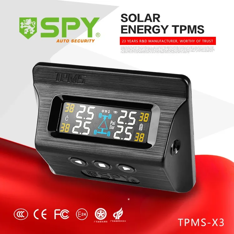 High precision Spy real-time Digital Tire Gauge 433.92 MHz Solar Diagnostic ABS Tool with Display TPMS Car Tire Pressure Sensor