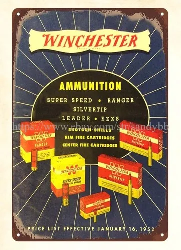 1953 Wter Ammunition metal tin sign twig wall art