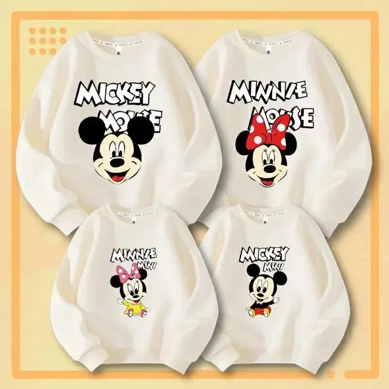 Family Matching Clothes Cartoon Mickey Minnie Mouse Print Sweatshirts Mother Daughter Father Son Long Sleeve Top Mommy Outfit