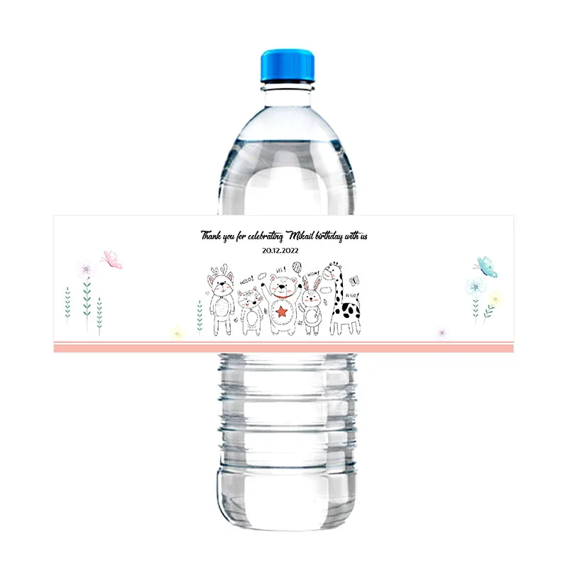 30 Pieces, Custom Personalized Floral Wedding Water Bottle Labels, Stickers, Birthday, Anniversary, Waterproof