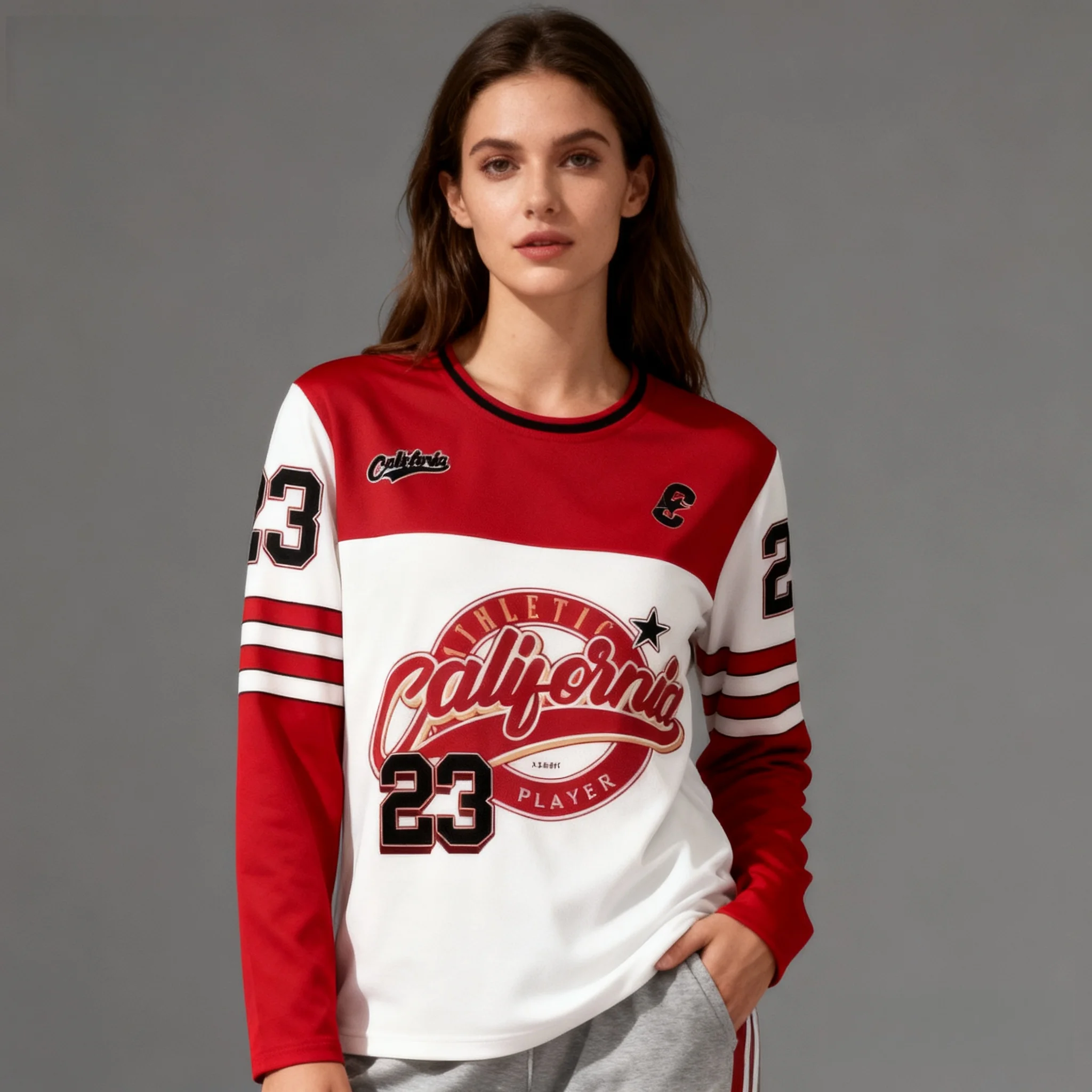 

Весенне-осенне-зимняя футболка с длинными рукавами в стиле рубашки Los Angeles 23, американский уличный женский топ Y2K в ленивом стиле, большой топ для взрослых