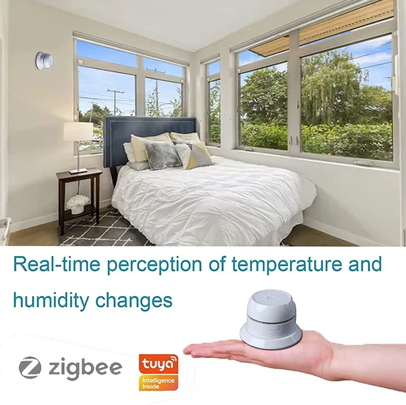 Tuya ZigBee Temperature Humidity Sensor Home Connected Thermometer Compatible With Smart Life Alexa Google Assistant