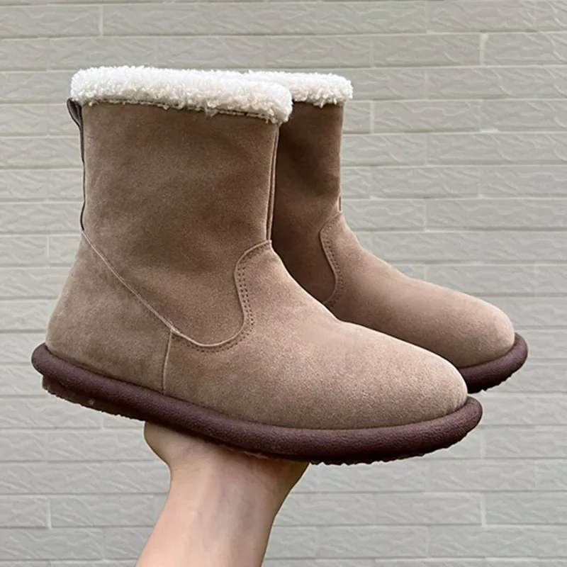 2023 Women\'s short boots Women\'s winter warm plush snow boots suede leather shoes women\'s comfortable women\'s shoes