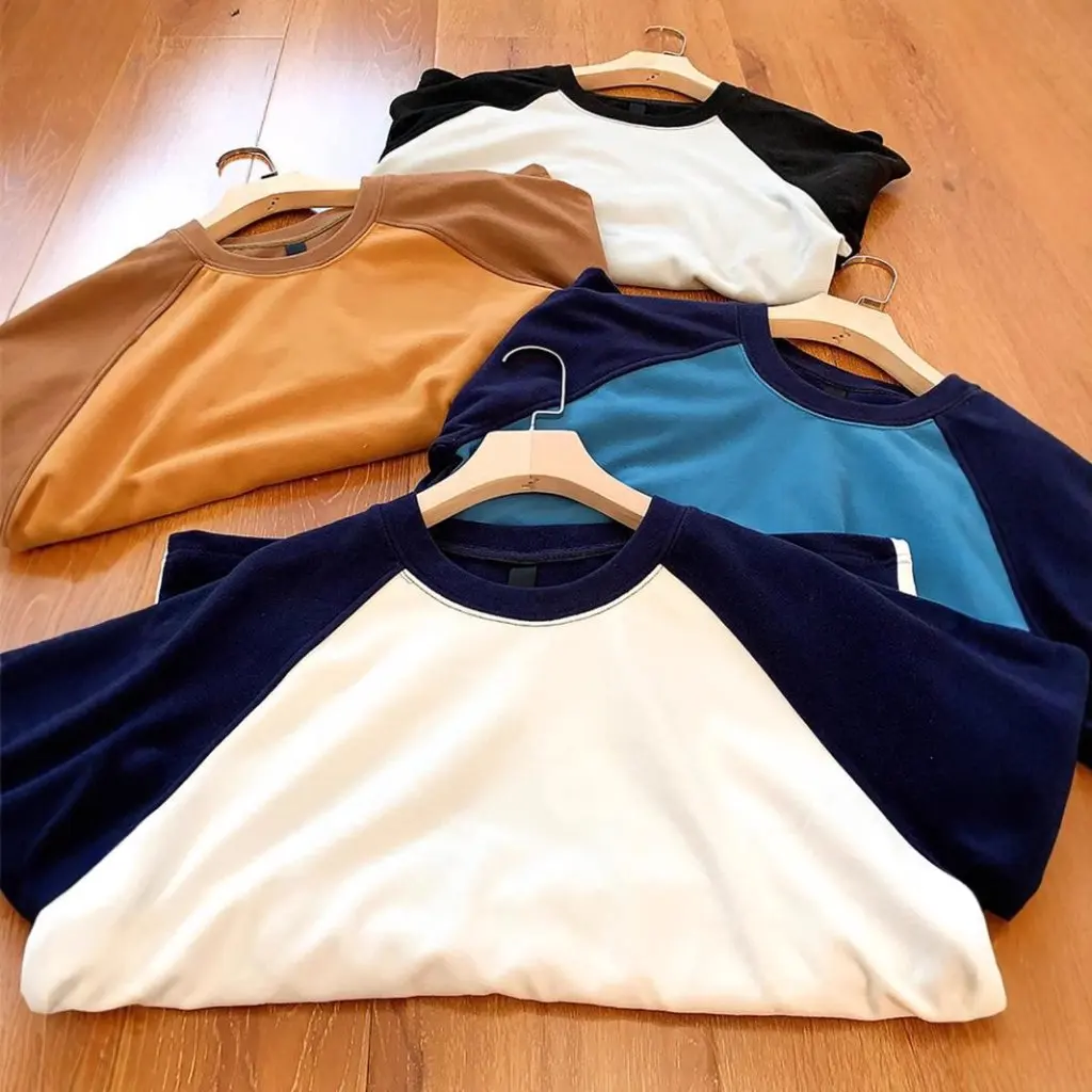 

Men's Women's American Light Trendy Contrast Color Designer Line Winter Base Shirt T-shirt Self-Heating Stitching Top