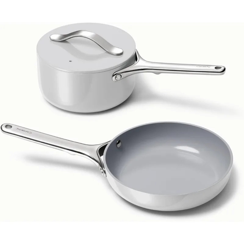 

Mini Cookware Set - Non-Stick Ceramic Fry Pan (1.05 qt, 8") & Sauce Pan (1.75 qt) - Non Toxic, PTFE & PFOA Free - Oven Safe