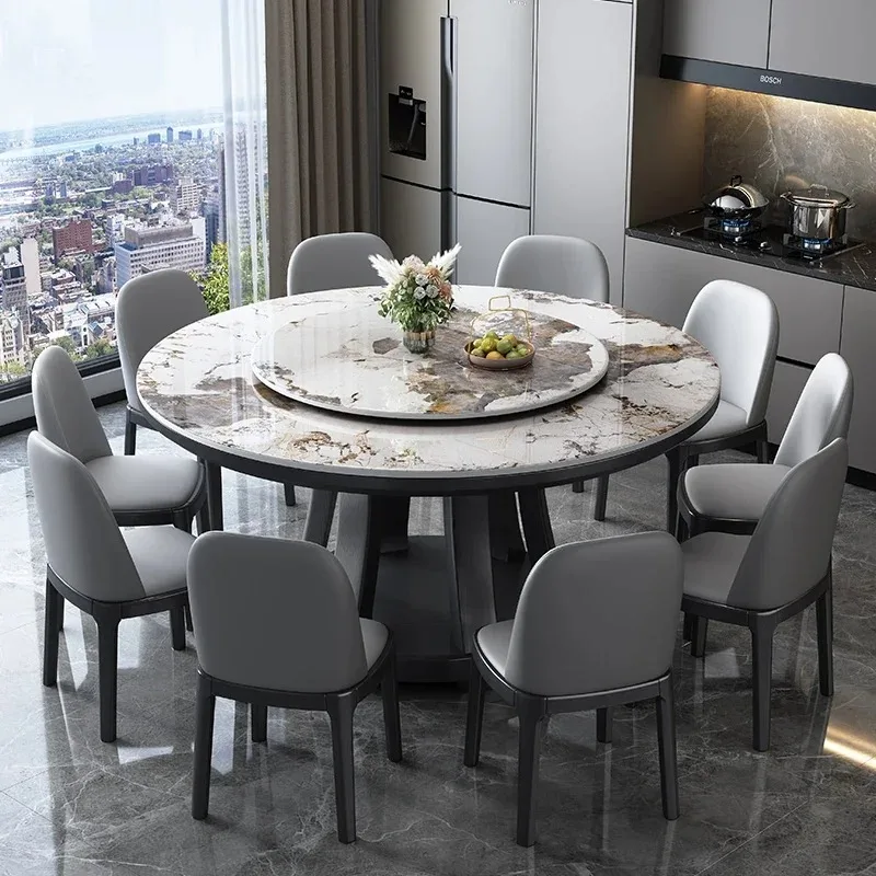Mesa de comedor redonda de mármol, estilo nórdico de lujo, patas de mesa de comedor modernas minimalistas, ahorradoras de espacio, Mesa Comedor, muebles para el hogar
