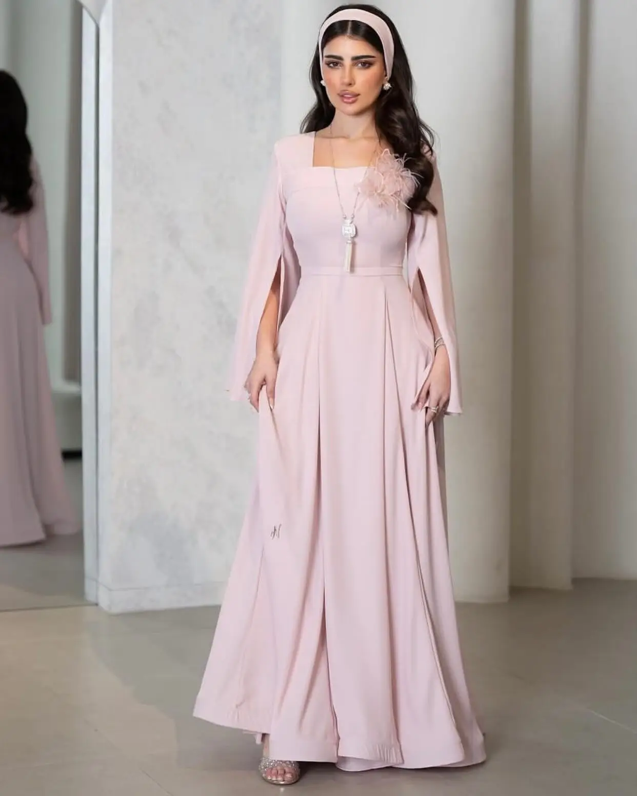 

Customized Delicate Jersey 3D Flowers Evening Dresses High Quality Long Sleeves Prom Dress Custom Size Bespoke Occasion Gowns