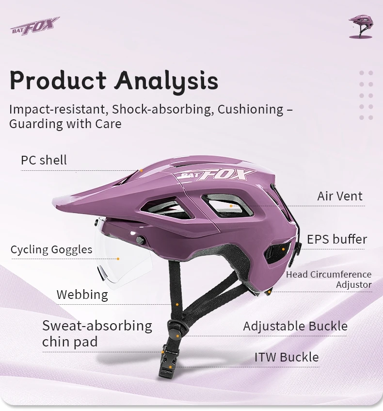 BATFOX Mountainbike-Helm mit Magnetvisier, Ultraleicht, Verstellbare Passform, Rennrad- und MTB-Fahrradhelm für Männer und Frauen, E-Bike-Ausrüstung – Detail 4