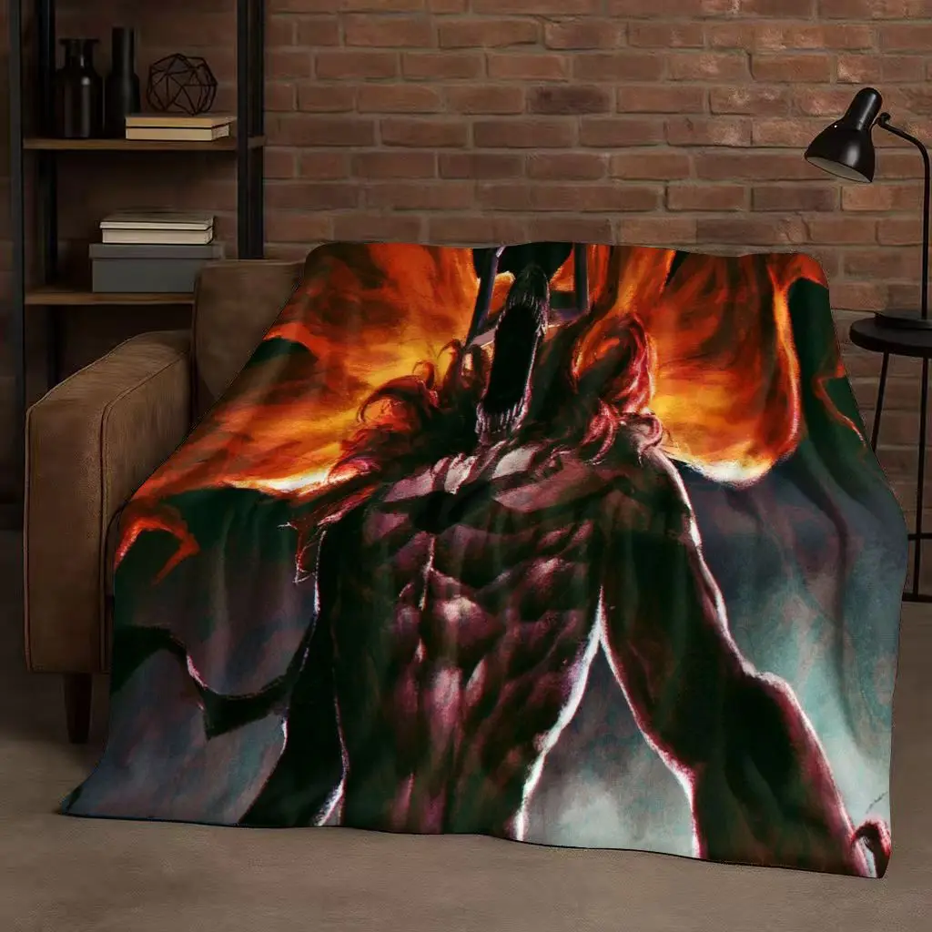 Anime Bleach Kurosaki Ichigo Cartoon Flannel Blanket,Ultra Soft Warm Plush Throw for Home Bedroom Bed Sofa Cover Travel Kid