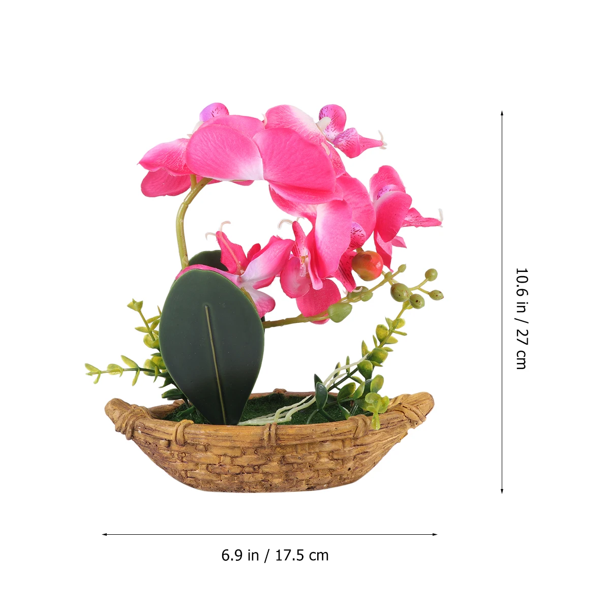 

Simulated Phalaenopsis Bonsai Fake Flowerpot Double Fork Purple Orchid Plant Ornament Eco Friendly Home Office Decor