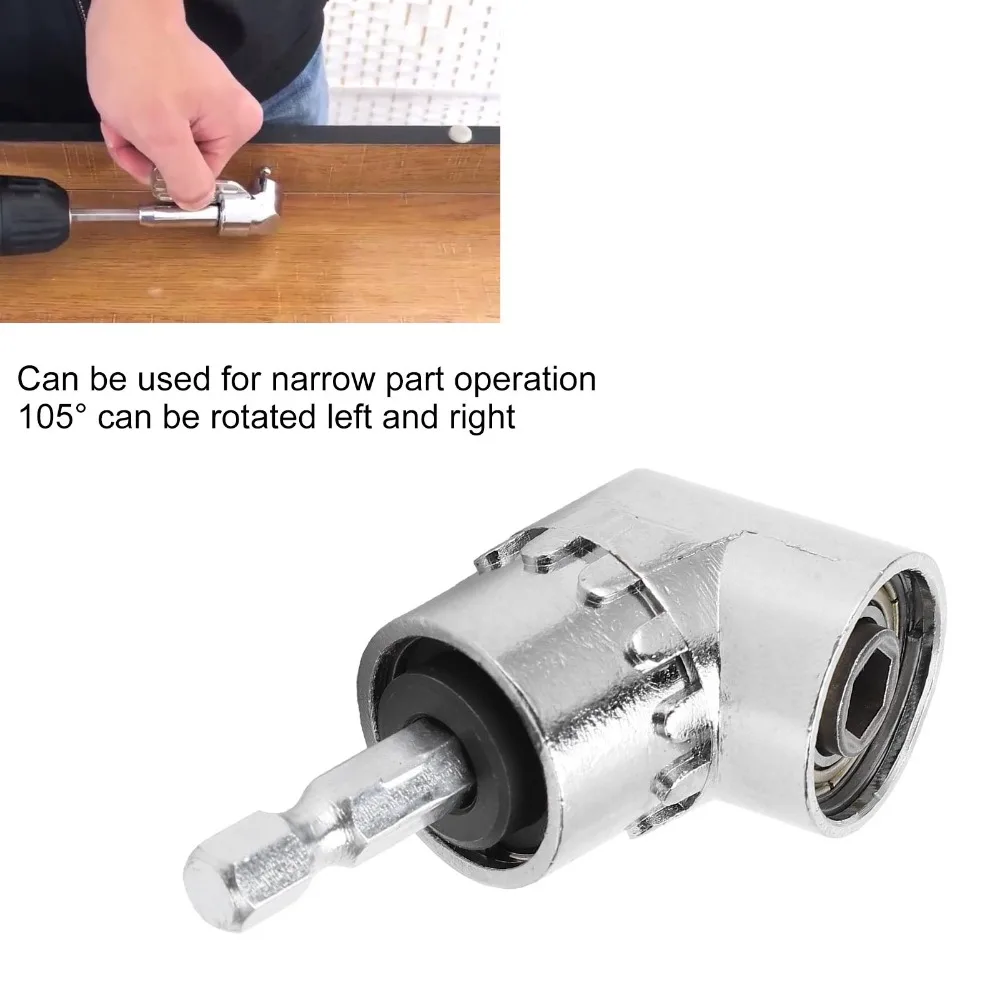 105 Degree Angle Right Angle Drill Attachment 1/4 Inch Hex Shank Magnetic Bit Holder Screwdriver Extension Quick Change