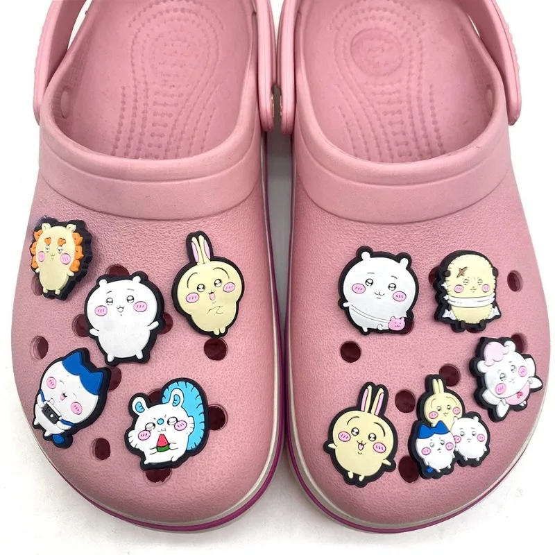 10Pcs Cute Cartoon Anime Chiikawa Shoe Charms for Clogs Bubble Slides Sandals PVC Shoe Decorations Accessories for Unisex Gifts