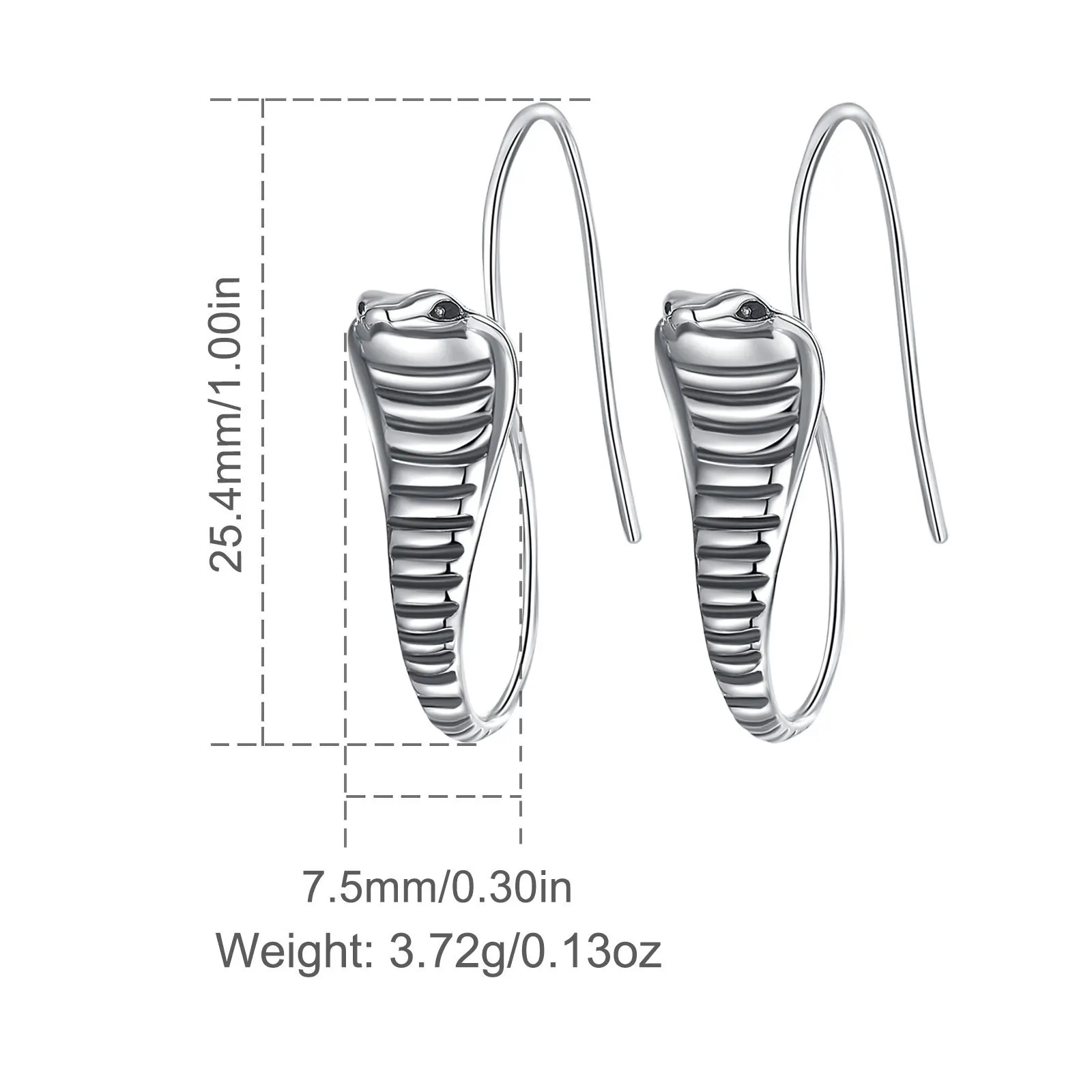 Eudora 925 Sterling Silver Snake Earring Vintage Cobra Hypoallergenic Stud Earring Women Creative Jewelry Birthday Party Gift