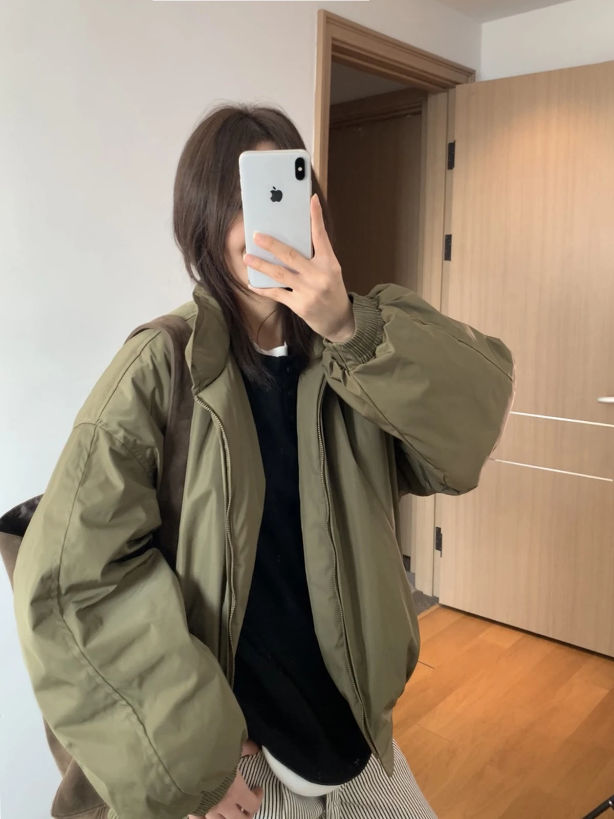 

Cleanfit American Retro Cotton Jaet Women's ort Flight MA Warm Waist Cinched Ins Thermal Outerwear Casual Commute Sle